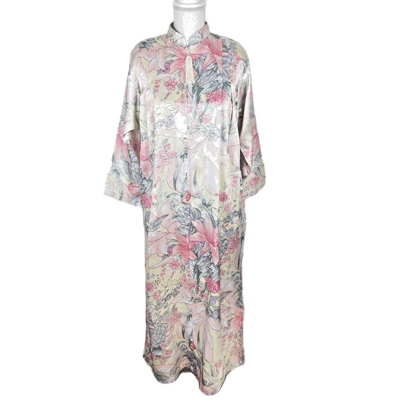 Vintage Sante Classics Sleepwear Dress Women Small Pink Multicolor Floral Long